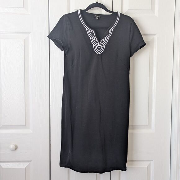 Women's Talbots Black Notch Collar Dress Medium Petite - Picture 2 of 6